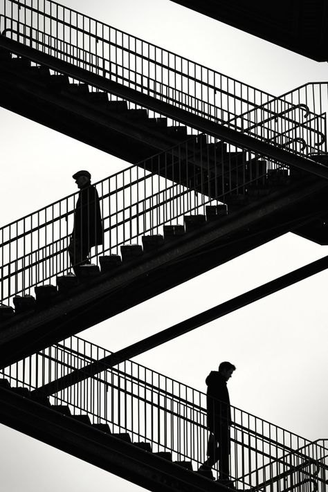 Stairs at Liljeholmen in Stockholm, Sweden Example Of Abstract, Silhouette Photography, Photography Black And White, Shadow Photography, Black And White Aesthetic, White Picture, Stockholm Sweden, Black White Photos, Abstract Photography