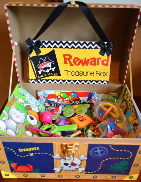 Classroom Reward Treasure Box! Preschool Prize Ideas, Kindergarten Treasure Box Ideas, School Prize Box Ideas, Reward Box Classroom, Diy Treasure Chest For Classroom, Treasure Chest Ideas For Classroom, Treasure Chest Reward System, Treasure Box Ideas Reward System At Home, Diy Treasure Box For Classroom