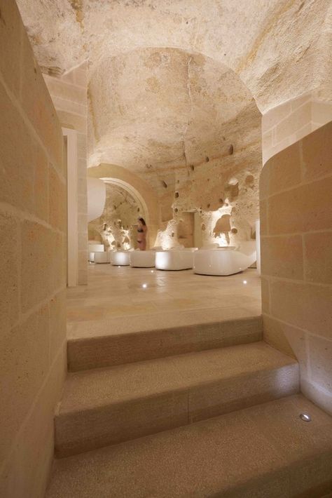 Gallery of Aquatio Cave Luxury Hotel & SPA / Simone Micheli - 71 Fall Shapes, Salt Cave Spa, Luxury Hotel Spa, Indoor Spa, First Floor Plan, Spa Interior Design, Cave Hotel, Spa Interior, Hotel Plan