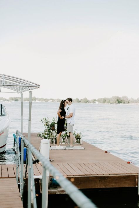 Wedding Proposal Ideas in Morse Reservoir in Noblesville, Indiana Lake Proposal, Noblesville Indiana, Lake Dock, Capture The Moment, Posing Inspiration, Marriage Proposal, Proposal Engagement, Couples Session, My Cousin