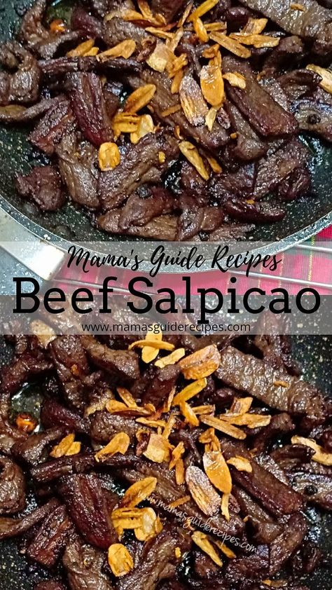 Beef Salpicao Recipe, Filipino Beef Recipes, Salpicao Recipe, Caldereta Recipe, Embutido Recipe, Spicy Beef Stew, Columbian Recipes, Tasty Beef Stew, Food Filipino