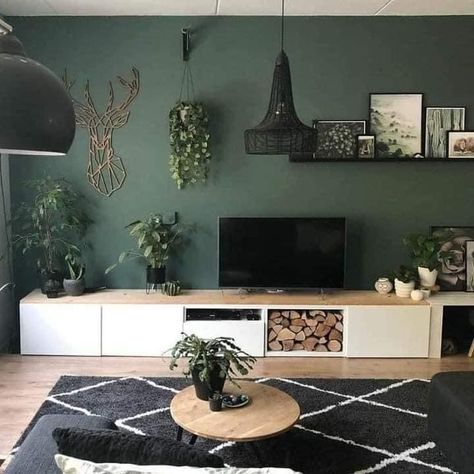 Hygge Decor Living Rooms, Hygge Living Room, Warm Home Decor, Hygge Decor, Hygge Home, Green Walls, Living Room Green, Living Room Tv, Small Living Room