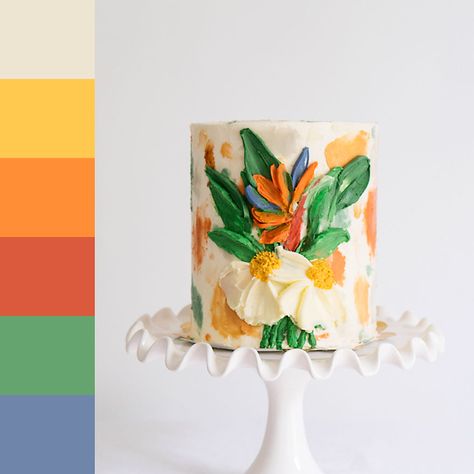 Bird Of Paradise Bird Of Paradise Party Theme, Bird Of Paradise Color Palette, Bird Of Paradise Cake Ideas, Birds Of Paradise Wedding Cake, Bird Of Paradise Design, Cake With Birds And Flowers, Traditional Wedding Cake, Cake Trends, Painted Cakes