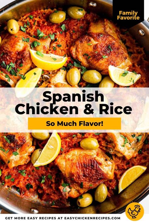 Spanish Chicken And Rice, Spanish Chicken, Chicken Casseroles, Chicken And Rice, Chicken Dishes Recipes, Idee Pasto Sano, One Pan, Chicken Thigh Recipes, Poultry Recipes