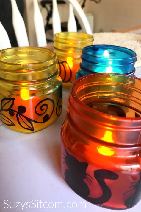 Fall Luminaries, Luminary Diy, Pumpkin Scented Candles, Craft Projects For Adults, Battery Operated Tea Lights, Amazing Crafts, Glass Tea Light Holders, Diy Pins, Winter Ideas