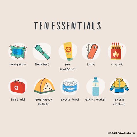 If you’re wondering what to bring on your next day trip, this post has you covered! I’ll be going over the ten essentials and why you should carry them. I also cover their history, suggest additional items, and offer tips for customizing your pack. #camping #tenessentials #edc Camping Essentials List, Camping Packing List, 10 Essentials, When I Go, Essentials List, Girls Camp, Camping Essentials, Family Outdoor, Be Ready