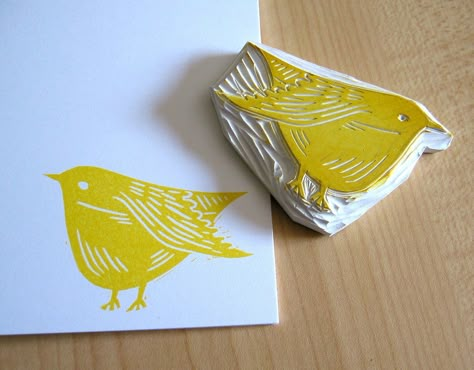 stamp and stationery | Flickr - Photo Sharing! Eraser Stamp, Hand Carved Rubber, Folding Origami, Clay Stamps, Hand Carved Stamps, Stamp Carving, Bird Stamp, Handmade Stamps, Linocut Art