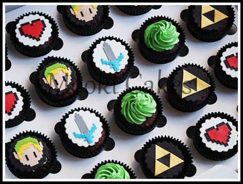 Zelda cupcakes Link Cupcakes Zelda, Zelda Breath Of The Wild Cupcakes, Zelda Birthday Cupcakes, Legend Of Zelda Cupcakes, Computer Cupcakes, Zelda Cupcakes, Game Cupcakes, Zelda Cake, Birthday Drawings