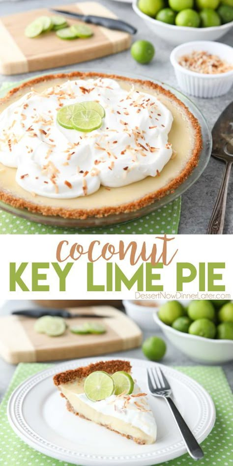 Coconut Lime Pie, Key Lime Recipes, Key Lime Filling, Cream Of Coconut, Tropical Desserts, Lime Pie Recipe, Coconut Cheesecake, Keylime Pie Recipe, Lime Cake