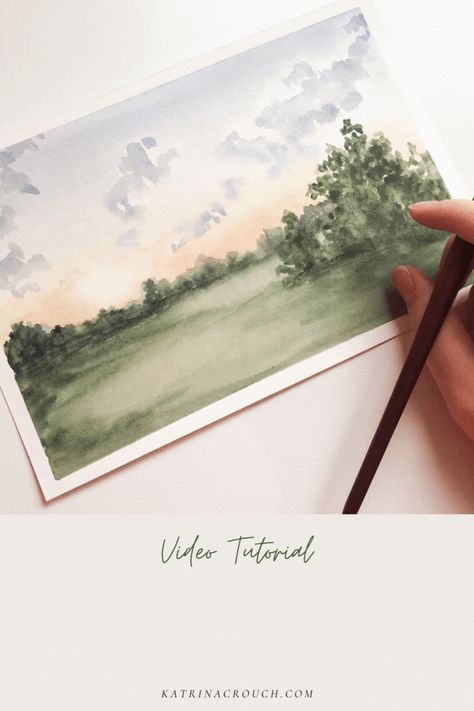 I’m so excited to show you how I painted this watercolor sunset! I finally discovered the trick to watercolor sunsets without looking super fake and weird. Follow the video tutorial to learn how to paint your own landscape and sunset in watercolor #beginnerwatercolor #watercolorlandscape Watercolor Landscapes Tutorials, Watercolor Field Of Flowers Tutorial, Learn To Watercolor, Redo Sunroom, How To Watercolor Landscapes, Watercolor Sunrise Tutorial, How To Paint Watercolor Landscapes, Watercolor Landscape For Beginners, Watercolour Landscape Tutorial