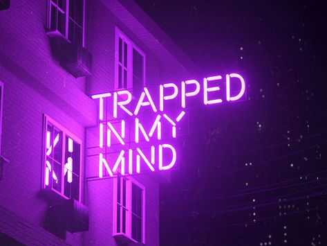 Trapped In My Mind by Nick Kempton Neon Rouge, Purple Girl, Violet Aesthetic, Neon Quotes, Random Aesthetics, Purple Vibe, New Retro Wave, Dark Purple Aesthetic, Purple Wallpaper Iphone