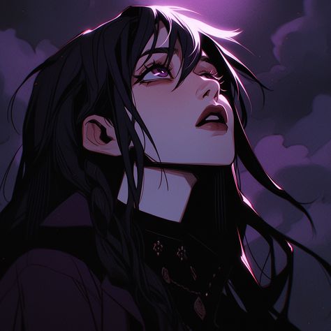 Anime Goth, Japon Illustration, Gothic Anime, Purple Eyes, Cartoon Profile Pics, Anime Poses Reference, Art Anime, Dark Anime, Anime Poses