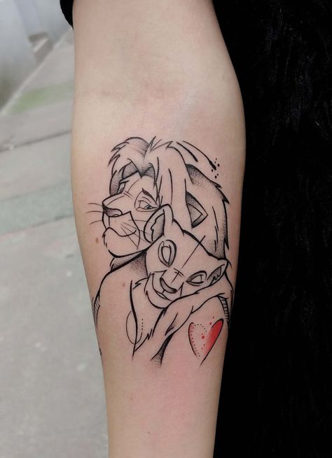 Tattoos Lion King, Cute Disney Tattoos, Disney Couple Tattoos, Infinity Tattoos For Couples, Tattoos Lion, Infinity Couple Tattoos, Partner Tattoos, Lion King Tattoo, Tattoos For Couples