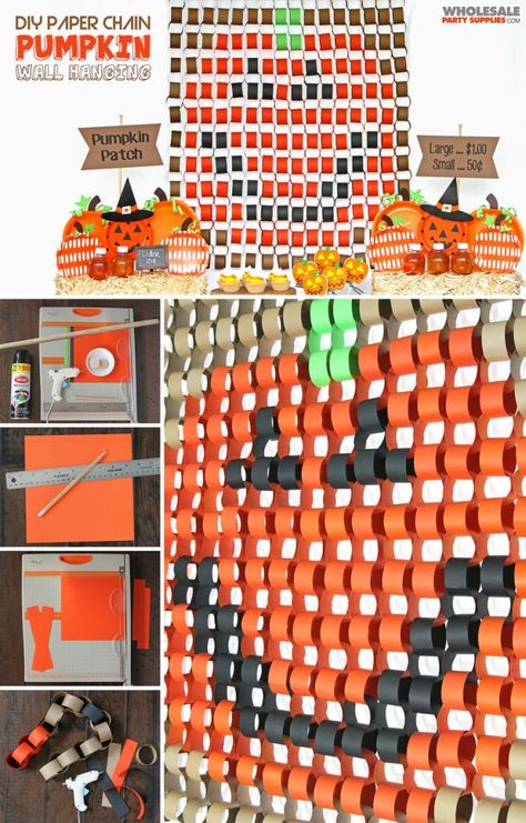 Pumpkinfest Ideas, Paper Chain Wall Hanging, Party Ideas Activities, Décoration Table Halloween, Table Halloween, Halloween Paper Crafts, Paper Chain, Homemade Halloween Decorations, Adornos Halloween