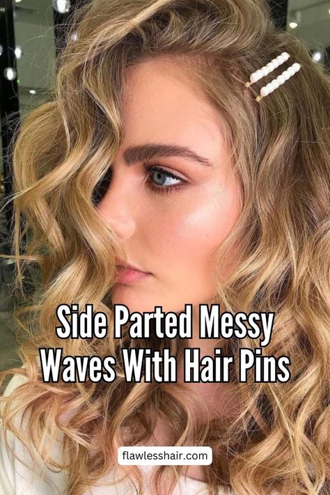 Side Parted Messy Waves With Hair Pins Effortless Waves, Messy Waves, Ready To Receive, Hoco Hairstyles, Elegant Hair, Elegant Hairstyles, Down Hairstyles, Natural Hair, Hair Pins