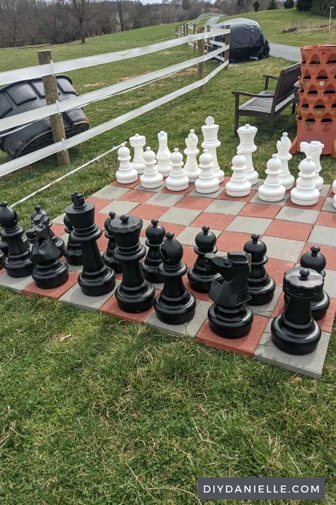 Outdoor Chess, Giant Outdoor Games, Giant Yard Games, Large Chess Set, Giant Chess, Diy Yard Games, Games Outdoor, Garden Games, Set Game