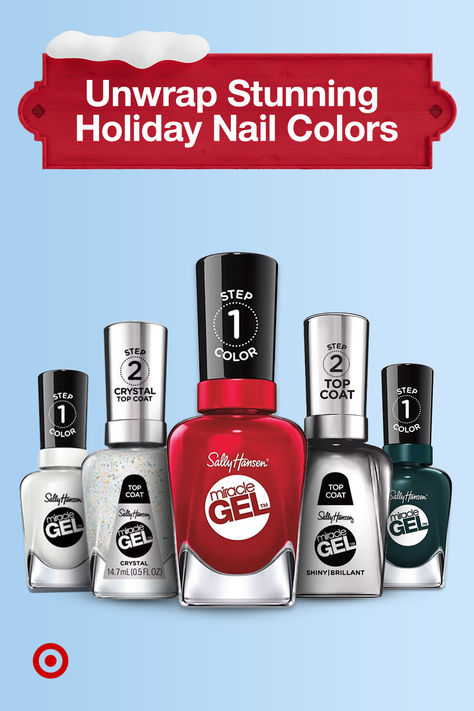 Dress up your nails to match the festivities. Celebrate the holidays with exciting shades that dazzle with Sally Hansen Miracle Gel nail polishes. Neon Glow Nails, Zodiac Sign Nails, Edgy Nail Art, Watercolor Nail Art, Romantic Nail Art, Vintage Nail Art, Nail Stamping Ideas, Luxury Nail Art, Plaid Nail Designs