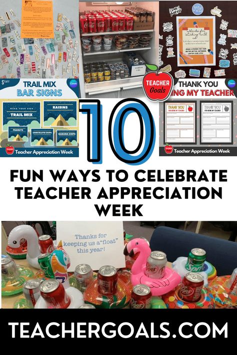 10 Fun Ways to Celebrate Teacher Appreciation Week | TeacherGoals Teacher Gifts For Teacher Appreciation, Teacher Appreciation Conference Week, Teacher Lunch Themes, Teacher Appreciation Week From Admin, Teacher Appreciation High School, Teacher Appreciation Week Pto Ideas, Teacher Event Ideas, Teacher Week Ideas, Teacher Appreciation Theme Days