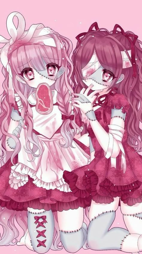 Blushing Anime, Doll Creepy, Anime Outfit, Jirai Kei, Emo Art, Yami Kawaii, Cute Anime Chibi, Creepy Art, Anime Drawings Tutorials