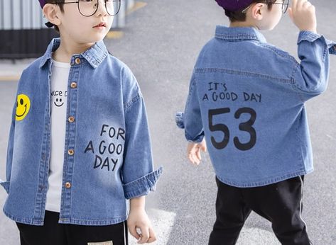 Boys Shirts Style, Boys Denim Shirt, Kids Shirts Boys, Fancy Shirt, Children Wear, Shirts Style, Casual Outwear, Guys Clothing Styles, Party Suits