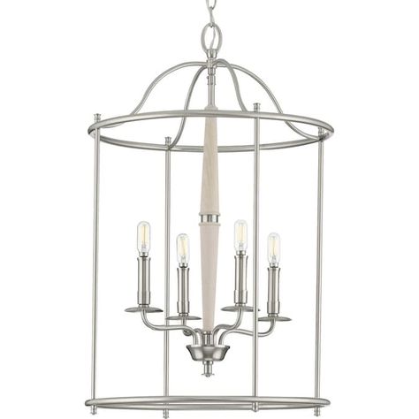 Progress Lighting Durrell 4-Light Brushed Nickel Coastal Lantern Pendant Light in the Pendant Lighting department at Lowes.com Coastal Pendant Lighting, Foyer Light, Wood Column, Wooden Columns, Lantern Pendant Lighting, Vintage Edison Bulbs, Foyer Lighting, Transitional Pendant Lighting, Foyer Pendant