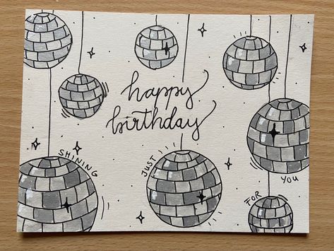 Mirrorball Birthday, Taylor Swift Mirrorball, Happy Birthday Cards Handmade, Happy Birthday Cards Diy, Anniversaire Diy, Creative Birthday Cards, Birthday Card Drawing, Diy Birthday Gifts For Friends, Bday Cards