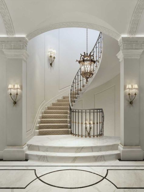 Apartments Entrance, سلالم حلزونية, Katharine Pooley, Home Stairs, درج السلم, Luxury Staircase, Stairs Design Interior, Marble Floors, Stair Railing Design