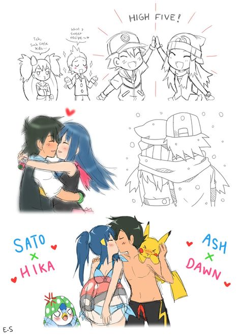 Pokemon Dawn, Ash And Dawn, Pokemon Ash Ketchum, Funny Pokemon, Old Pokemon, Pokemon Couples, Pokemon Adventures Manga, Kitten Images, Nintendo Fan Art