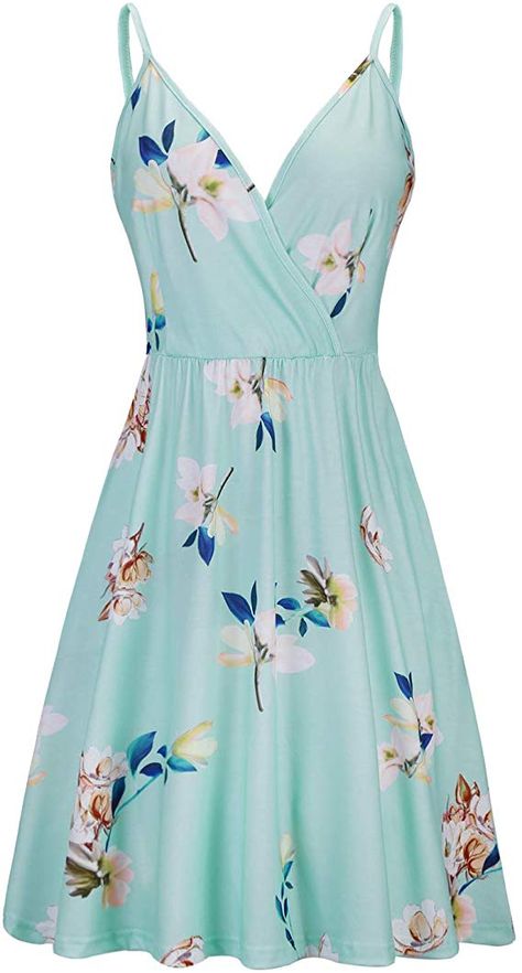 STYLEWORD Women's V Neck Floral Spaghetti Strap Summer Casual Swing Dress with Pocket at Amazon Women’s Clothing store Cute Summer Dresses, Teen Fashion Outfits, Outfit Casual, Summer Dresses For Women, Swing Dress, Cute Fashion, Pretty Dresses, Summer Casual, Cute Dresses