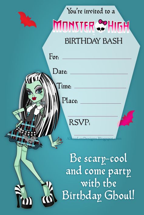 Free Birthday Invitations featuring Frankie Stein (aka Frankie Fine) from Monster High!   Download your FREE Monster High Birthday Party Inv... Monster High Invitations, Monster High Printables, Monster High Birthday Party, Monster High Party, Monster Birthday Parties, Frankie Stein, Photo Products, 9th Birthday Parties, October Birthday