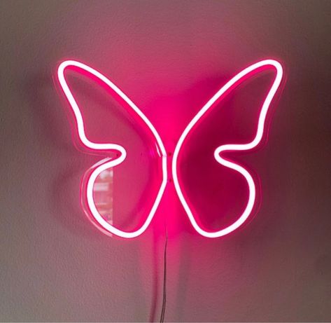 Colours Aesthetic, Butterfly Sign, Neon Butterfly, Pink Neon Sign, Butterfly Handmade, Neon Room, Neon Painting, Neon Aesthetic, 3d Butterfly