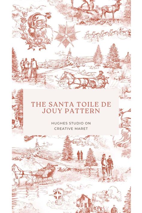 Toile Christmas, Christmas Toile, Xmas Images, Holiday 2024, Pattern Tile, French Toile, Kids Pjs, Santa Reindeer, Christmas Graphics