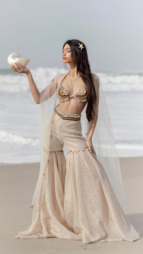 Beach Indian Wedding Outfits, Alana Pandey, Western Sharara, Wedding Palazzo, Alanna Panday, Summer Fashion Collection, Sharara Dress, Indian Dress Up, Haldi Outfits