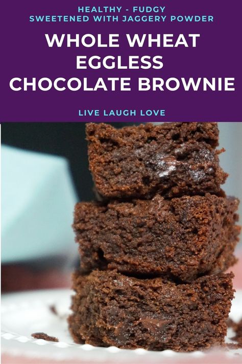 whole wheat eggless chocolate brownies Whole Wheat Brownie Recipe, Brownie Recipe Video, Eggless Brownie Recipe, Wheat Flour Recipes, Healthy Waffles, Low Fat Desserts, Brownie Recipes Healthy, Brownies Recipe Homemade, Eggless Cake Recipe