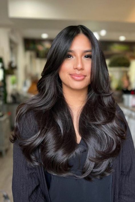 Natural Hair Glossy Blowout Blowout Hair Straight, Natural Hair Blowout Styles, Hair Blowout Styles, Blowout Styles, Thick Straight Hair, Bouncy Blowout, Natural Hair Blowout, Hair Blowout, Effortless Waves