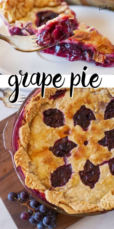 Grape Pie Recipe, Grape Dessert Recipes, Concord Grape Pie, Concord Grape Recipes, Cherokee Food, October Recipes, Grape Dessert, Upstate Ramblings, Grape Pie