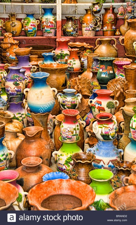 Download this stock image: Pottery for sale of handmade artwork near Antigua Guatemala - BRAND2 from Alamy's library of millions of high resolution stock photos, illustrations and vectors. Guatemalan Architecture, Handmade Artwork, Theme Birthday, My Heritage, Guatemala, Birthday Party Themes, High Resolution, Stock Images, Resolution