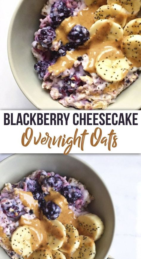 Blackberry Cheesecake Overnight Oats – The Dish On Healthy Overnight Oats Breakfast Recipes, Oats Breakfast Recipes, Berry Overnight Oats, Overnight Oats Recipe Breakfast, Overnight Oats Breakfast, Cheesecake Overnight Oats, Healthy Overnight Oats, Blackberry Cheesecake, Oat Bowls