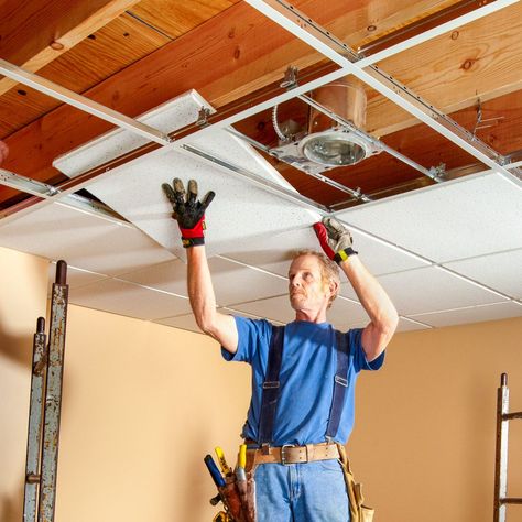 How To Remove Drop Ceiling In Basement, Can You Paint Drop Ceiling Tiles, Replacing Drop Ceiling Tiles, How To Install Drop Ceiling In Basement, Install Drop Ceiling, Heat Registers, Drop Ceiling Tiles, Ceiling Grid, Drop Ceiling