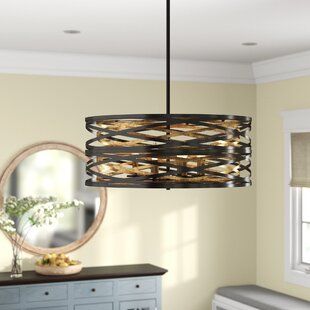 Brayden Studio® Harnett 8-Light Novelty Chandelier | Wayfair Chaotic Beauty, Minka Lavery, Gold Interior, Drum Chandelier, Diy Metal, Geometric Pendant, High Energy, Drum Shade, Warm Light