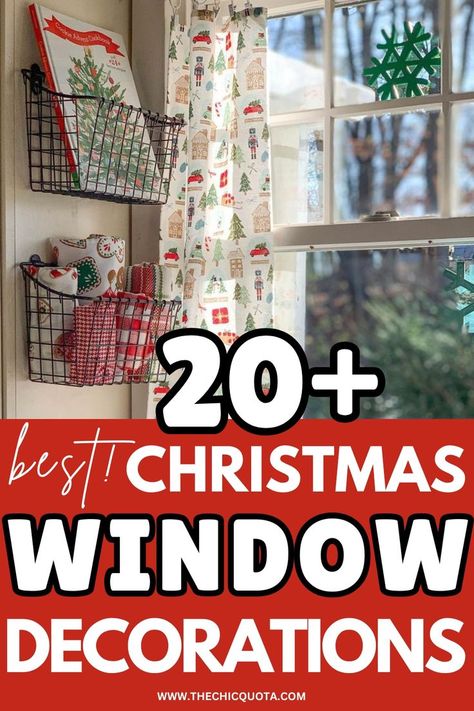 christmas window decorations Wreaths Hanging From Windows, Holiday Kitchen Window Decor, Decorating Windows For Christmas Outside, Kitchen Window Sill Christmas Decor, Kitchen Window Christmas Decorations, Kitchen Window Christmas Decor Over Sink, Christmas Window Sill Decor, Christmas Kitchen Window Decor, Window Sill Christmas Decor