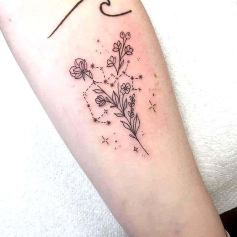 Sagittarius Flower, Sagittarius Constellation Tattoo, Sagittarius Tattoos, Scorpio Constellation Tattoos, Sagittarius Tattoo Designs, Virgo Constellation Tattoo, Sagittarius Tattoo, Astrology Tattoo, Geometric Sleeve Tattoo