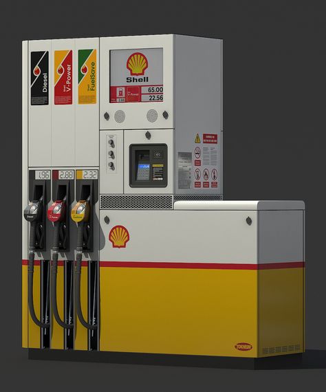 Fuel dispenser Shell Tokheim Quantium 510 on Behance Paper Models House, Shell Gas Station, Dispenser Design, Petrol Pump, Truck Games, Ho Model Trains, Oil Service, Supermarket Design, Architecture Design Sketch