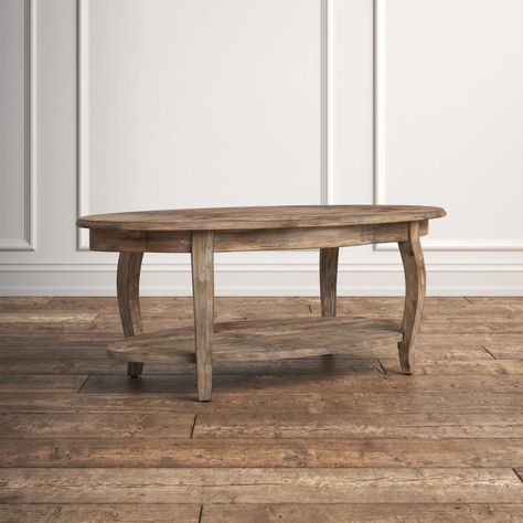 Kelly Clarkson Home Francoise Solid Wood Coffee Table with Storage & Reviews | Wayfair Living Room Round Coffee Table, French Country Coffee Table, Round Wooden Coffee Table, Farmhouse Coffee Table, Pedestal Coffee Table, Drum Coffee Table, Oval Coffee Table, Driftwood Finish, Wide Sideboard