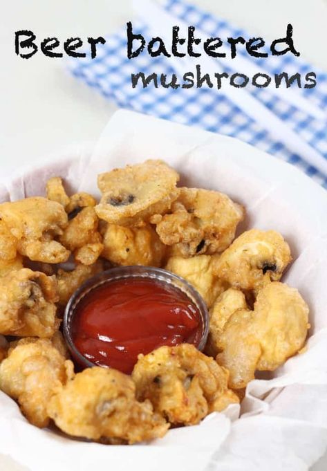 Beer Battered Mushrooms, Deep Fried Pickles Recipe, Fried Donut Holes, Battered Mushrooms, Beer Batter Recipe, Fried Mushroom Recipes, Deep Fried Pickles, Fried Pickles Recipe, Deep Fried Recipes