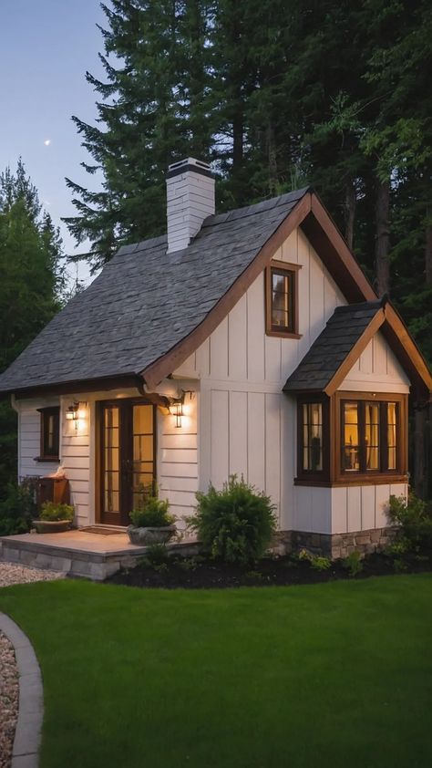 10 Small Cottage House Plans That Mix Cuteness with Comfort - Fads Small Cottage Homes Exterior, Tiny Cabin Layout, Small Cottage Minecraft, Cottage Homes Exterior, Small Cottage Exterior, Cottage In Minecraft, Cottage Minecraft House, Cottage Home Exterior, Little Cottage House