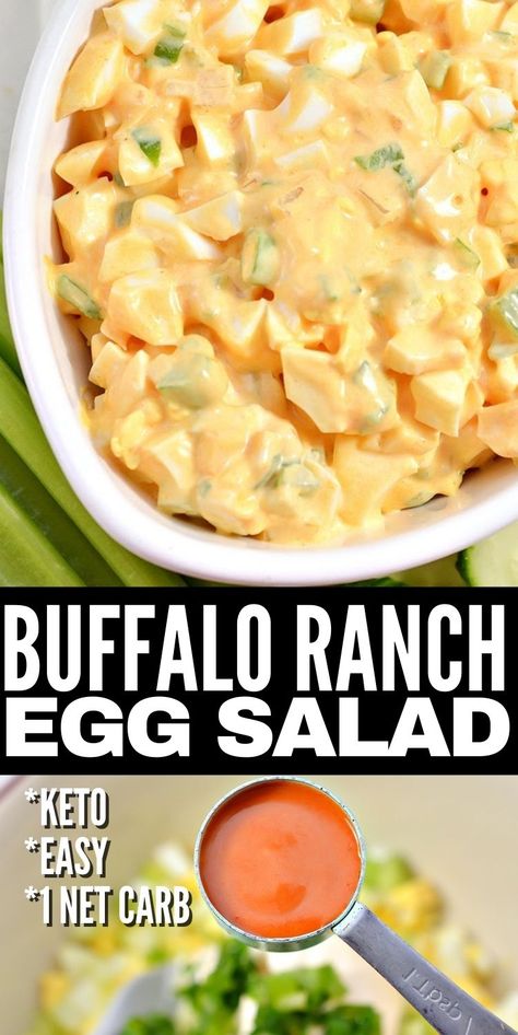 Ranch Egg Salad, Egg Salad Keto, Low Carb Egg Salad Recipe, Spicy Egg Salad, Buffalo Ranch Sauce, High Protein Low Carb Recipes Dinner, Chicken Egg Salad, Stylish Cravings, Keto Egg Salad