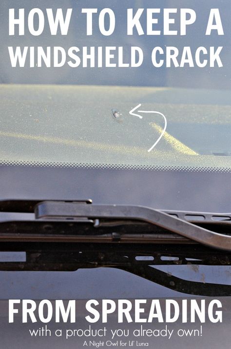 How to keep a windshield crack from spreading! Brilliant! Great tips! One handy little thing is all you need - nail polish! Windshield Repair, Clear Nail, Clear Nail Polish, Car Hacks, Simple Life Hacks, Diy Car, Car Maintenance, Repair And Maintenance, Diy Cleaning Products