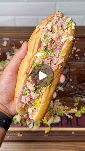 Jordan Hanger on Instagram: "Chopped Italian sandwiches 🔥   This chopped Italian sandwich is super easy to make and really tasty. No wonder it has gone viral all over social media!  For full details on ingredients check out my website or click the link in my bio 👊   #choppeditaliansandwich #italiansub #sandwich" Chop Club Sandwich, Chop Chop Sandwich, Chopped Italian Sandwich Video, Best Sandwiches For Dinner, Italian Sub Chopped Sandwiches, Chopped Club Sandwich, Chopped Sub Sandwich, Sub Sandwich Ideas, Chopped Italian Sandwich