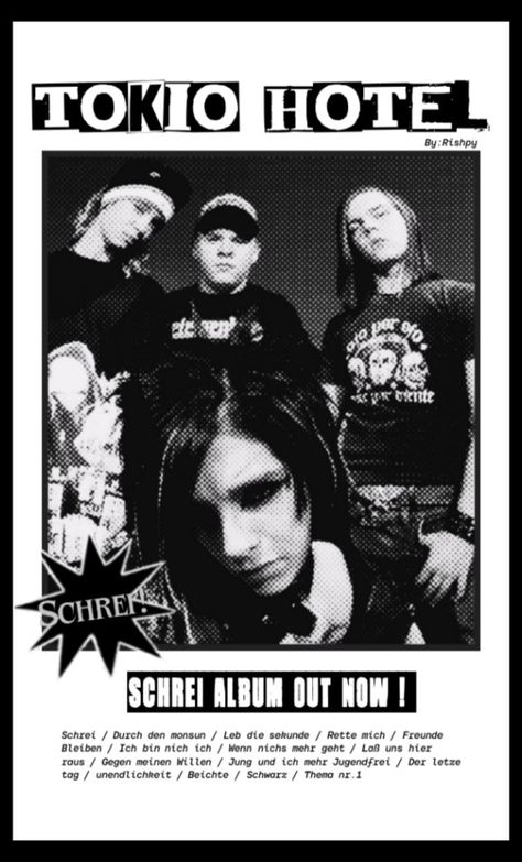 Poster about Tokio hotel Tokio Hotel Poster, Paramore Poster, 2000s Posters, Hotel Poster, Thirteen Movie, Grunge Posters, Y2k Posters, Repost If, Tokyo Hotel